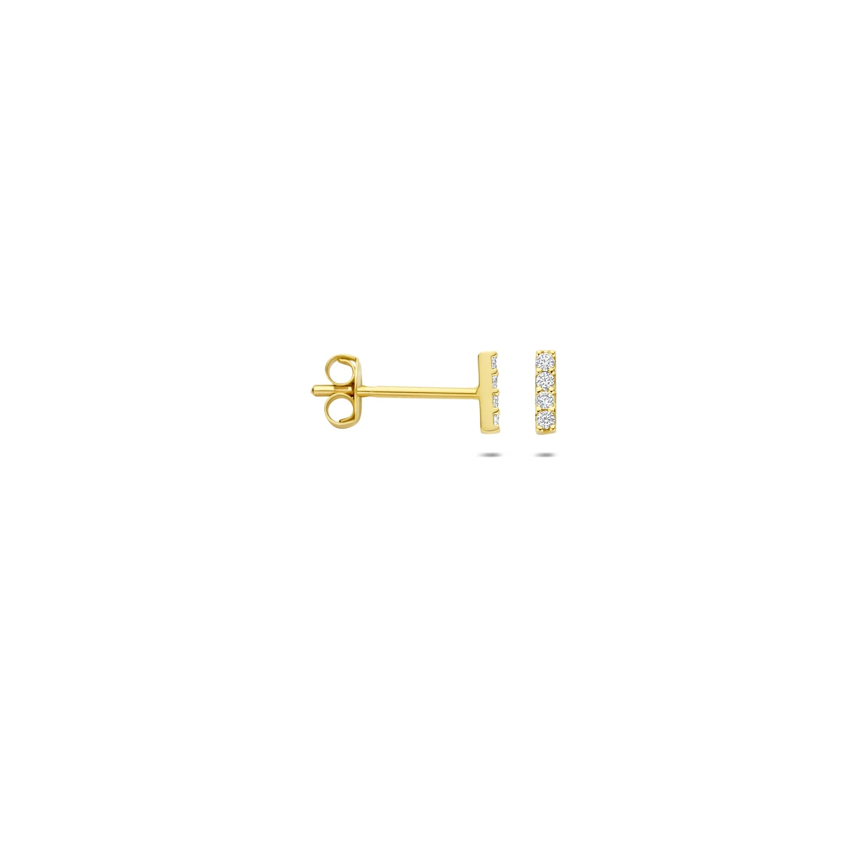 oorknoppen balkje zirkonia 14K geelgoud