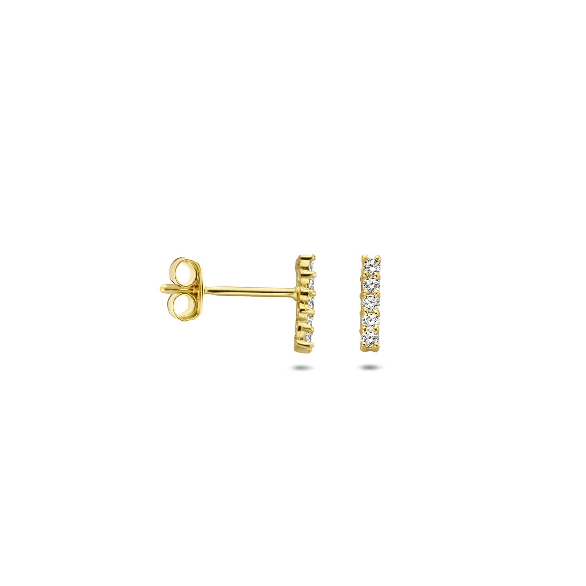oorknoppen balkje zirkonia 7 mm 14K geelgoud