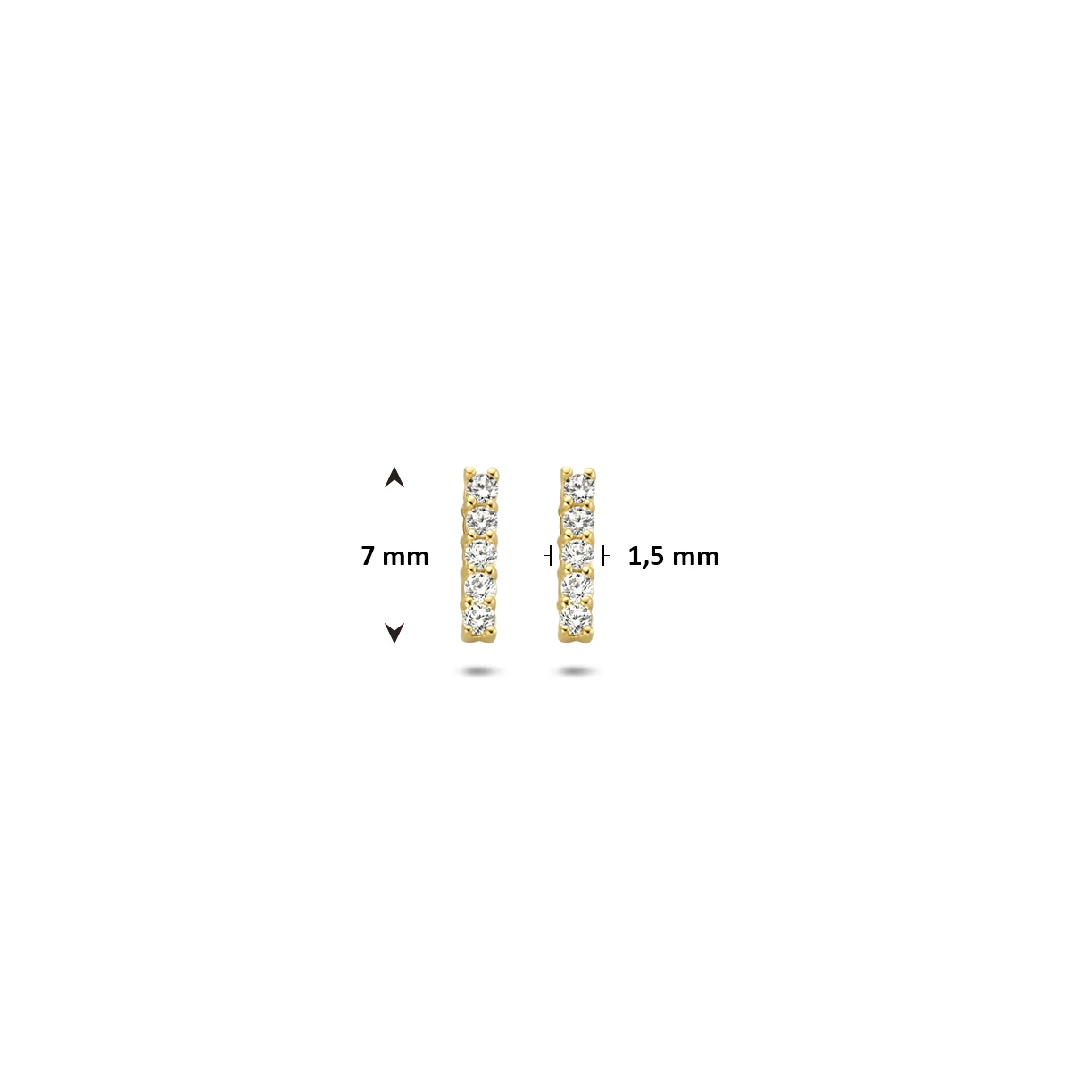 oorknoppen balkje zirkonia 7 mm 14K geelgoud