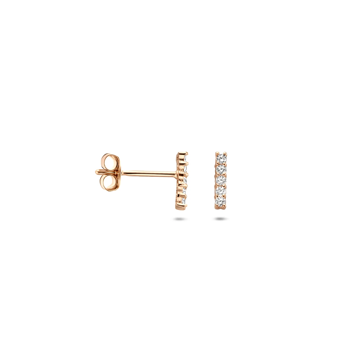 oorknoppen balkje zirkonia 7 mm 14K roségoud