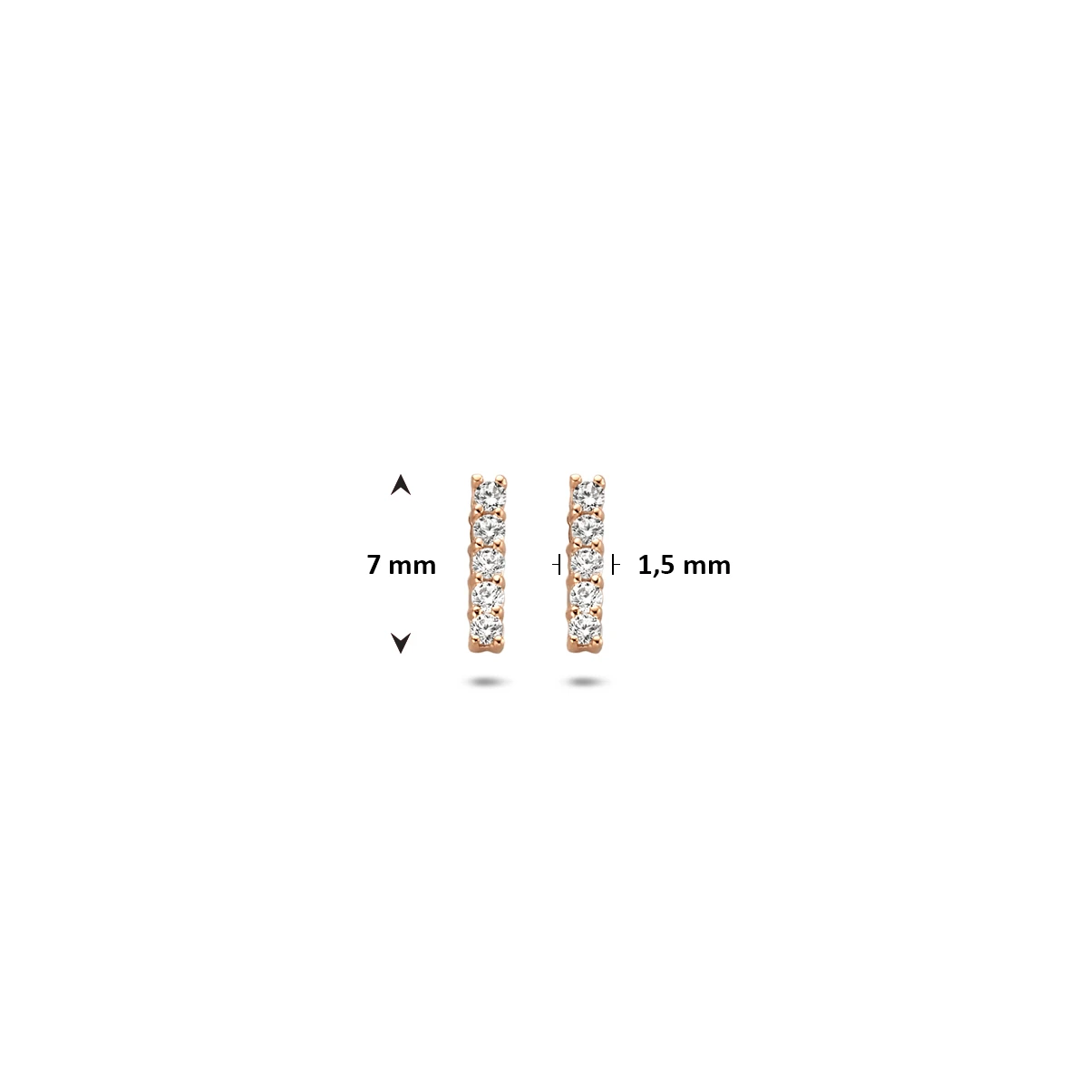 oorknoppen balkje zirkonia 7 mm 14K roségoud