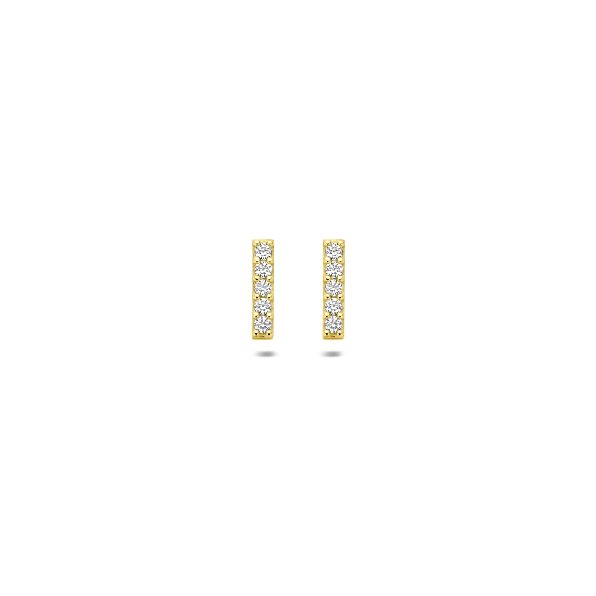 oorknoppen balkje zirkonia 8 mm 14K geelgoud