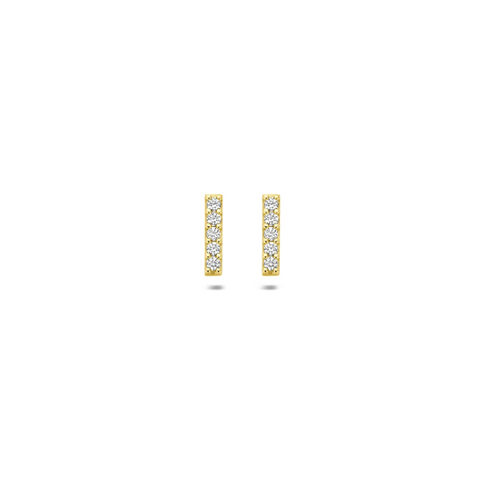 oorknoppen balkje zirkonia 8 mm 14K geelgoud