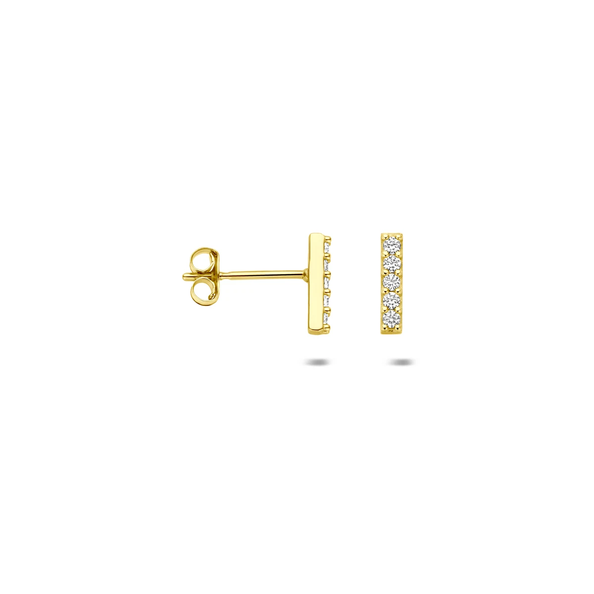 oorknoppen balkje zirkonia 8 mm 14K geelgoud