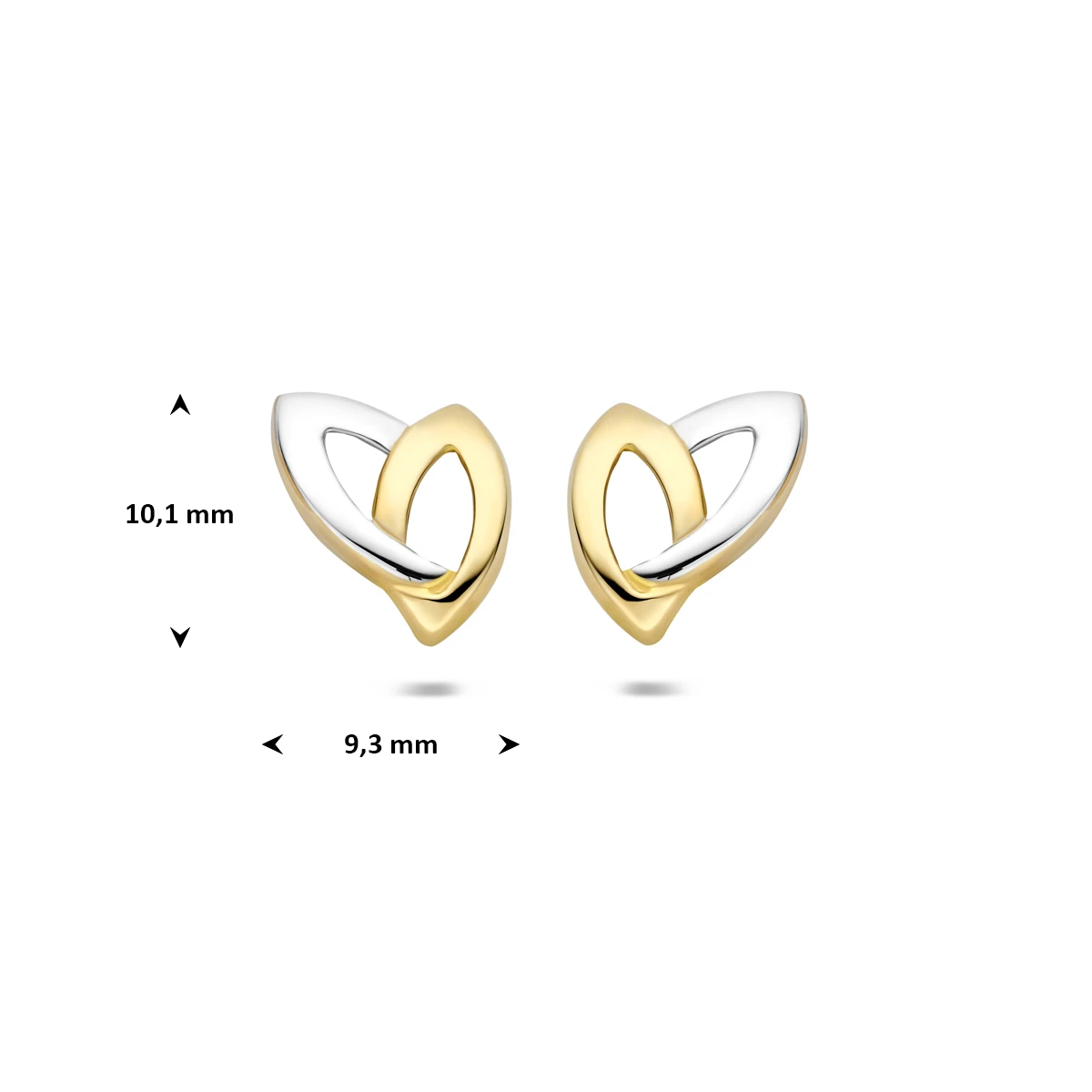 oorknoppen bicolor gestift 10,1 mm 14K geelgoud