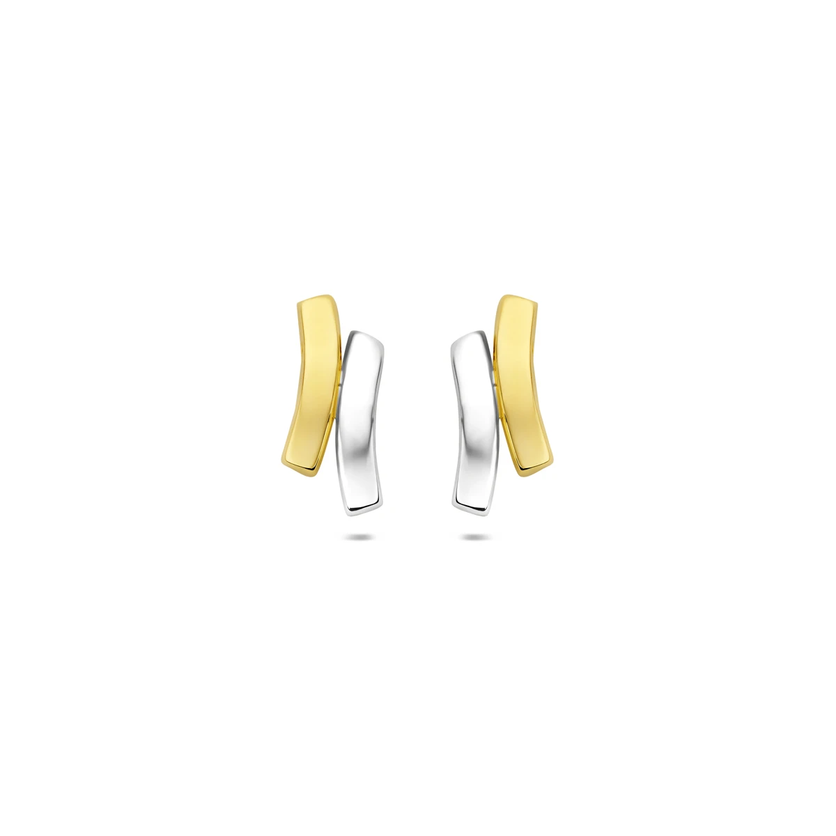 oorknoppen bicolor gestift 12 mm 14K geelgoud