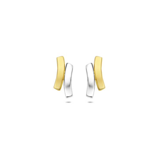 oorknoppen bicolor gestift 12 mm 14K geelgoud