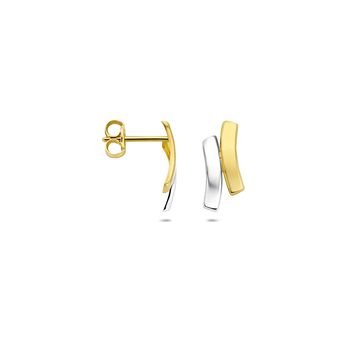 oorknoppen bicolor gestift 12 mm 14K geelgoud