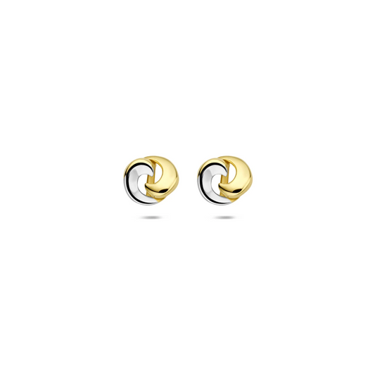 oorknoppen bicolor gestift 14K geelgoud