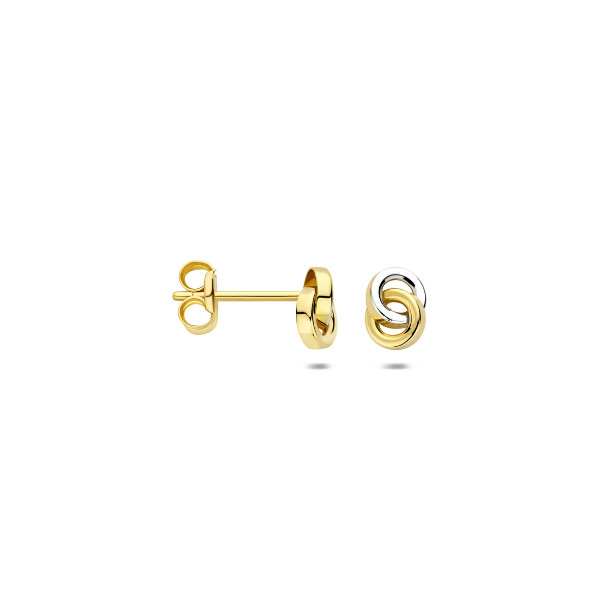 oorknoppen bicolor gestift 14K geelgoud