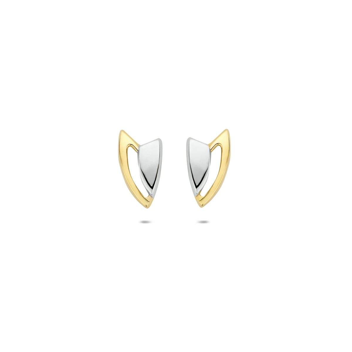 oorknoppen bicolor gestift 14K geelgoud