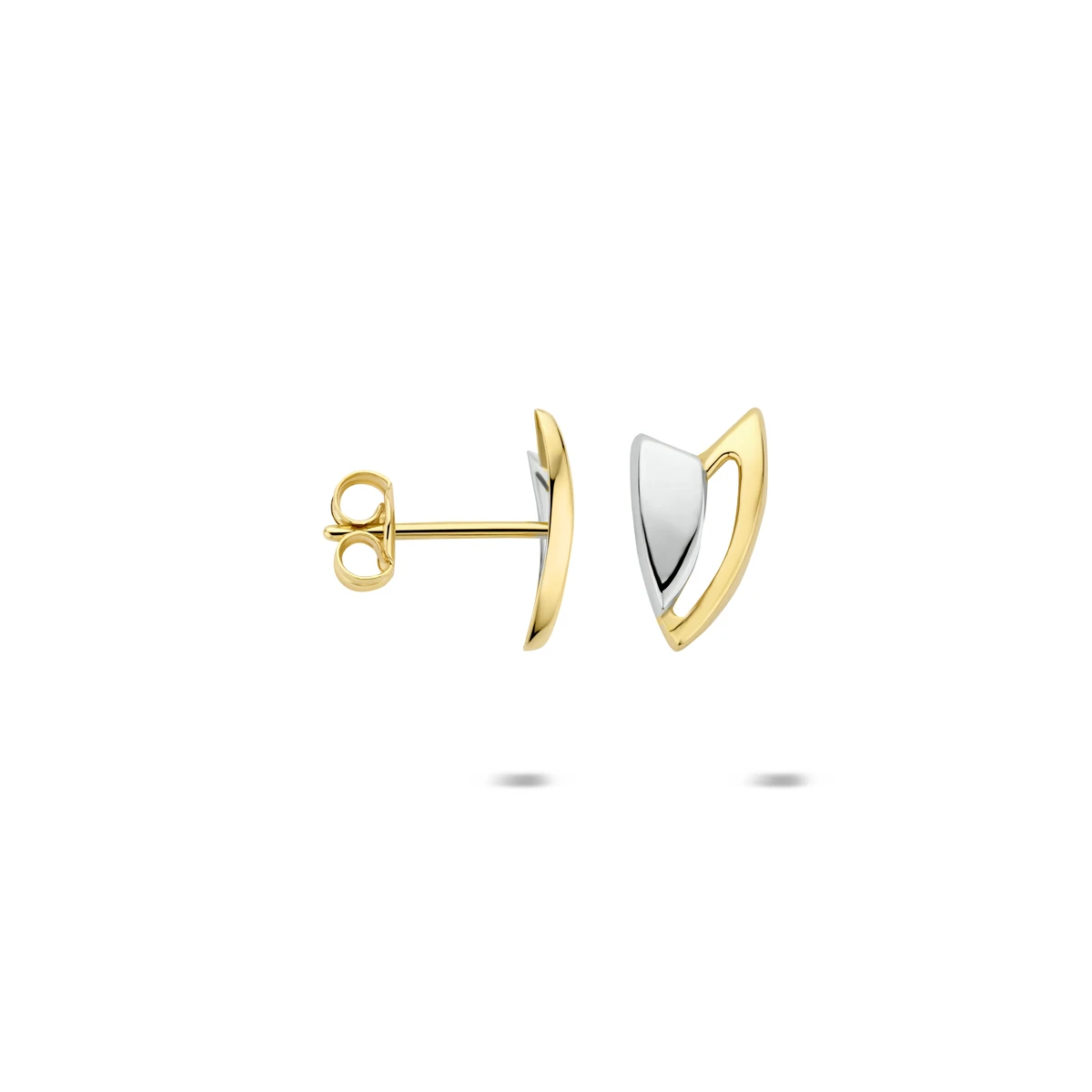 oorknoppen bicolor gestift 14K geelgoud
