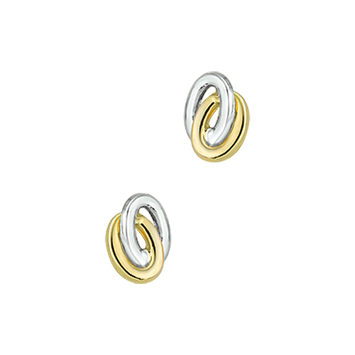 oorknoppen bicolor gestift 14K geelgoud