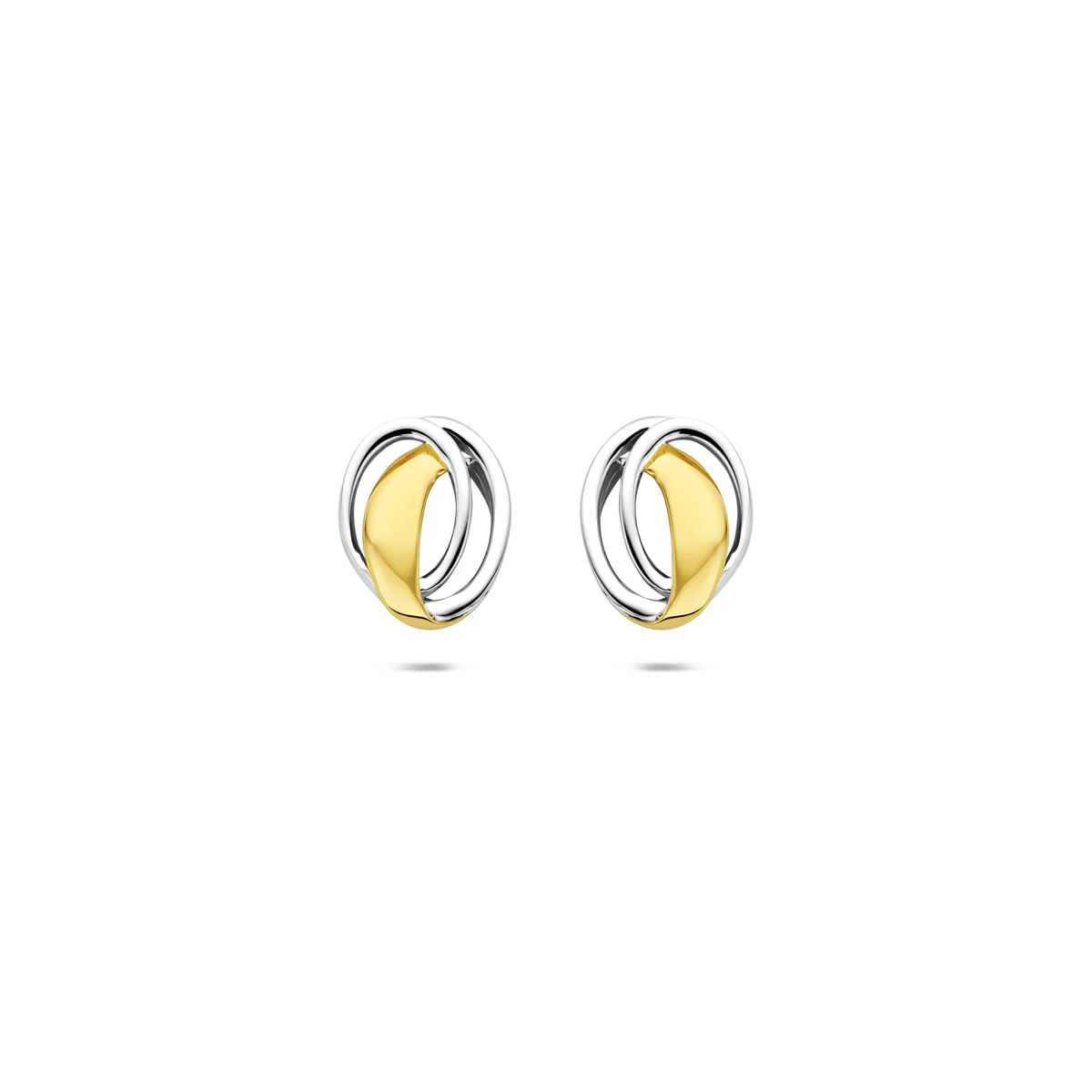 oorknoppen bicolor gestift 7,5 mm 14K geelgoud