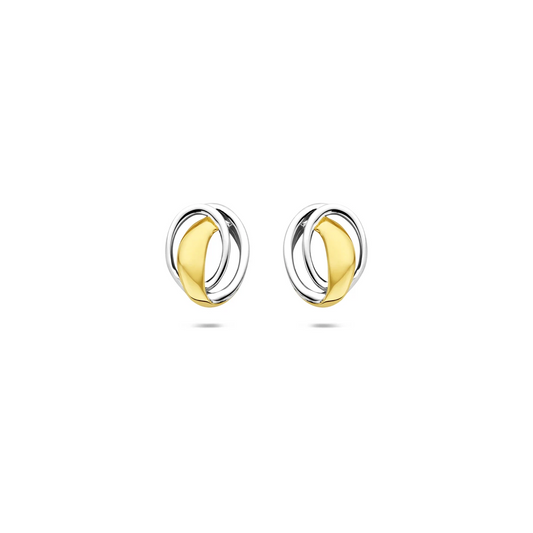 oorknoppen bicolor gestift 7,5 mm 14K geelgoud