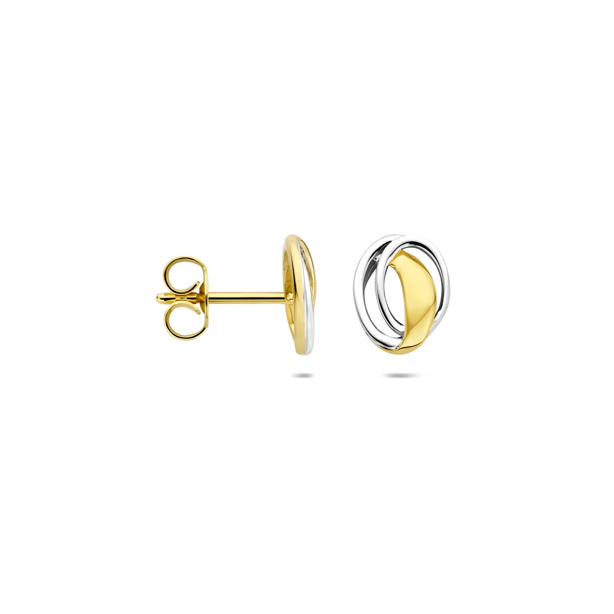 oorknoppen bicolor gestift 7,5 mm 14K geelgoud