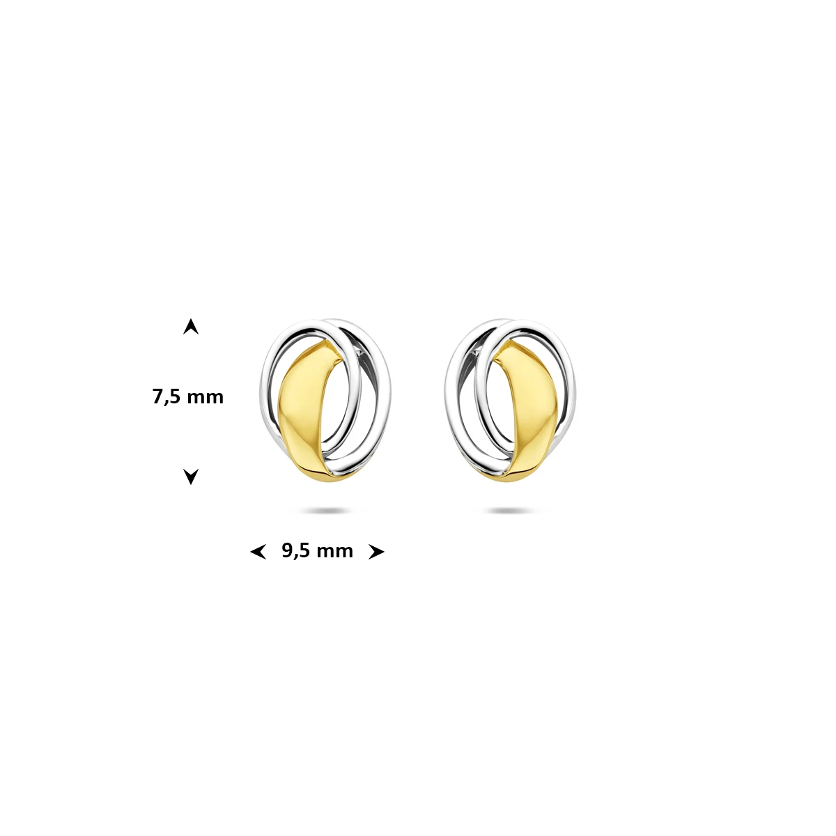 oorknoppen bicolor gestift 7,5 mm 14K geelgoud