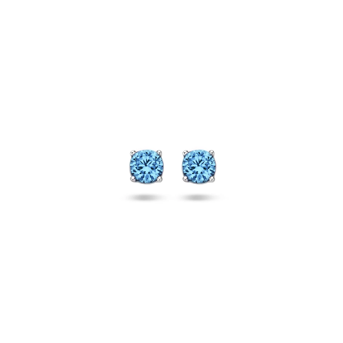 oorknoppen blauw zirkonia zilver gerhodineerd