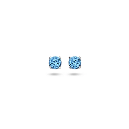 oorknoppen blauw zirkonia zilver gerhodineerd