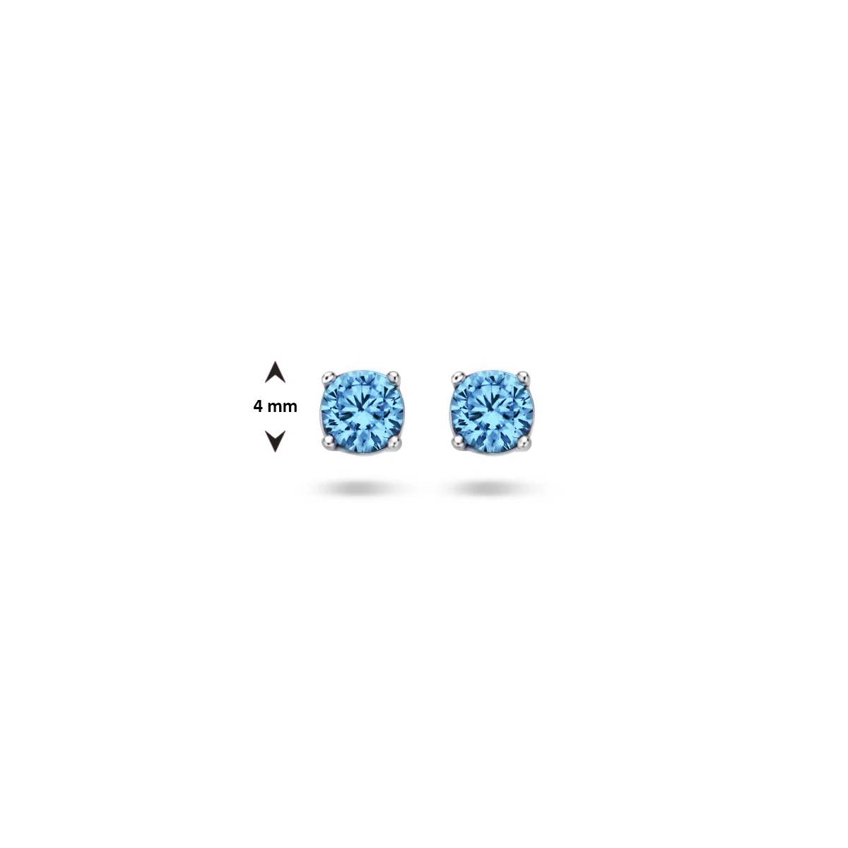 oorknoppen blauw zirkonia zilver gerhodineerd