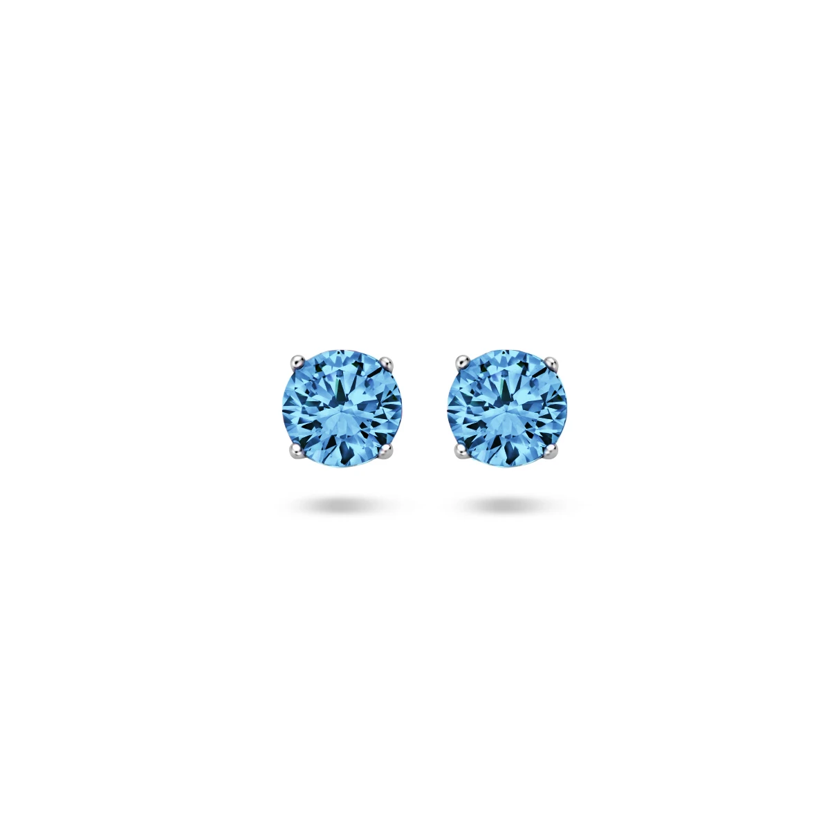 oorknoppen blauw zirkonia zilver gerhodineerd