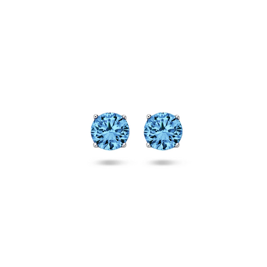 oorknoppen blauw zirkonia zilver gerhodineerd