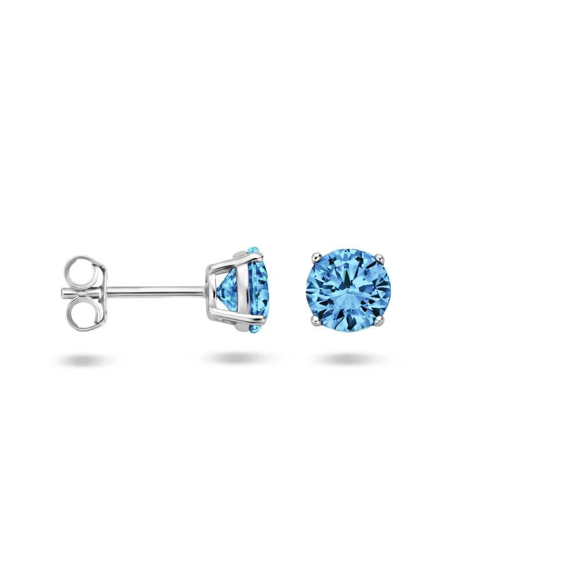 oorknoppen blauw zirkonia zilver gerhodineerd