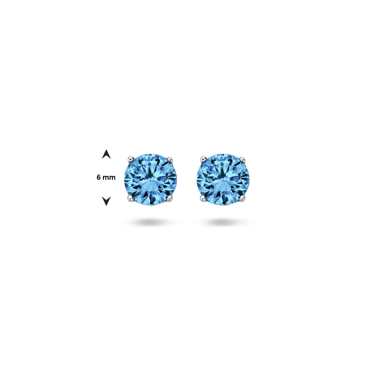 oorknoppen blauw zirkonia zilver gerhodineerd