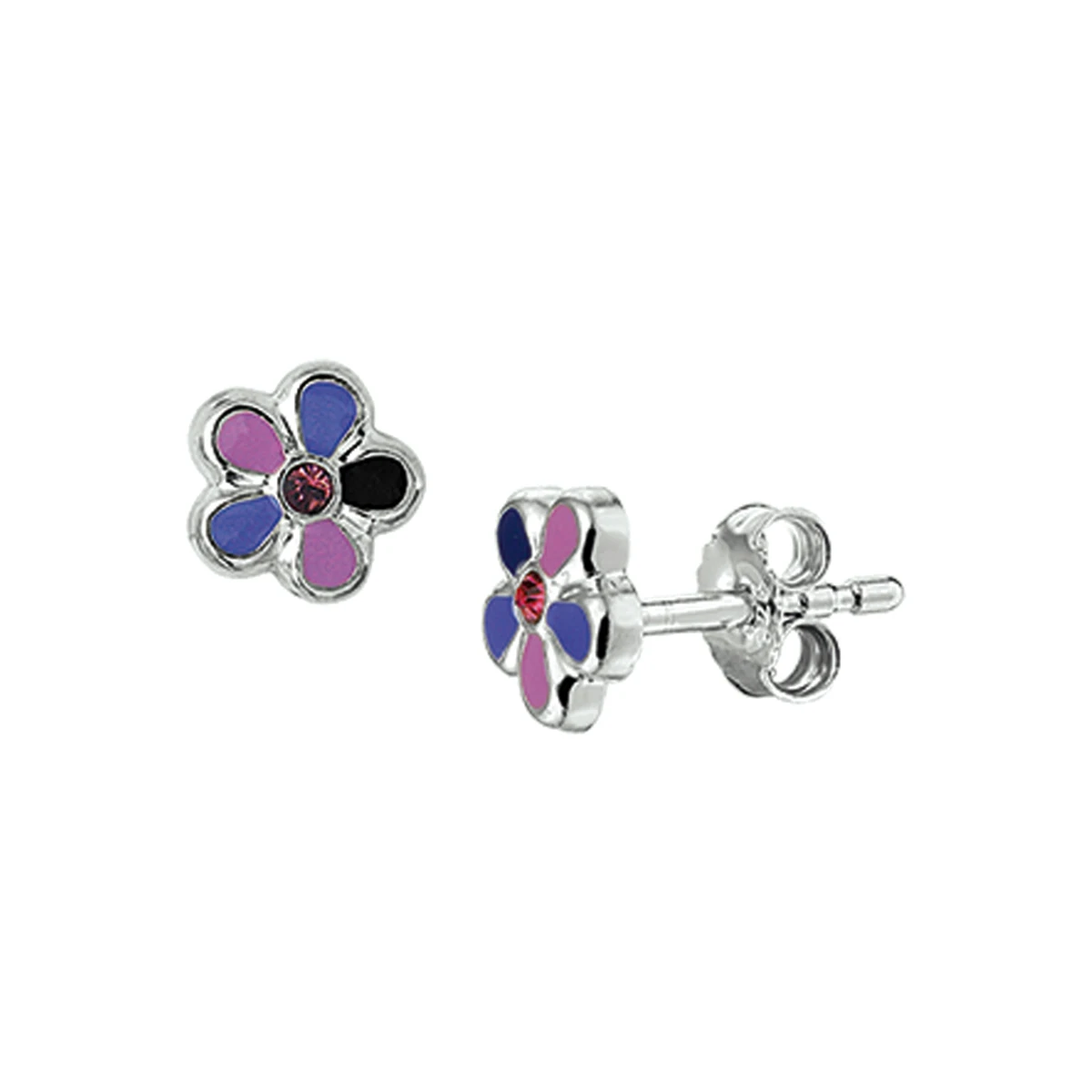 oorknoppen bloem 6,5 mm zilver gerhodineerd