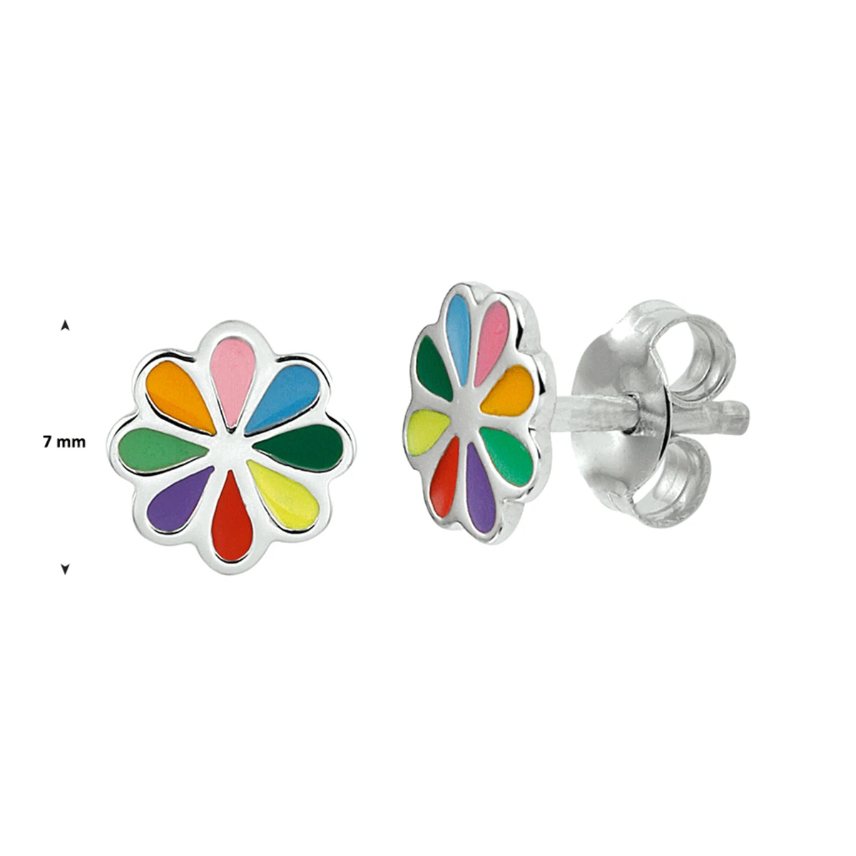 oorknoppen bloem 7 mm zilver gerhodineerd
