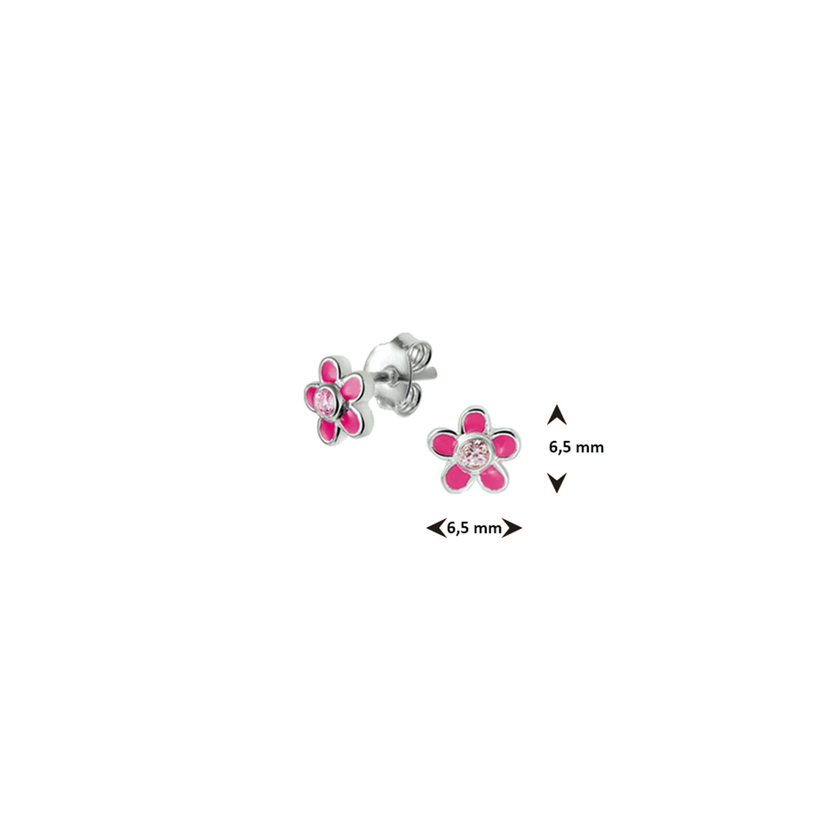 oorknoppen bloem en roze zirkonia zilver wit