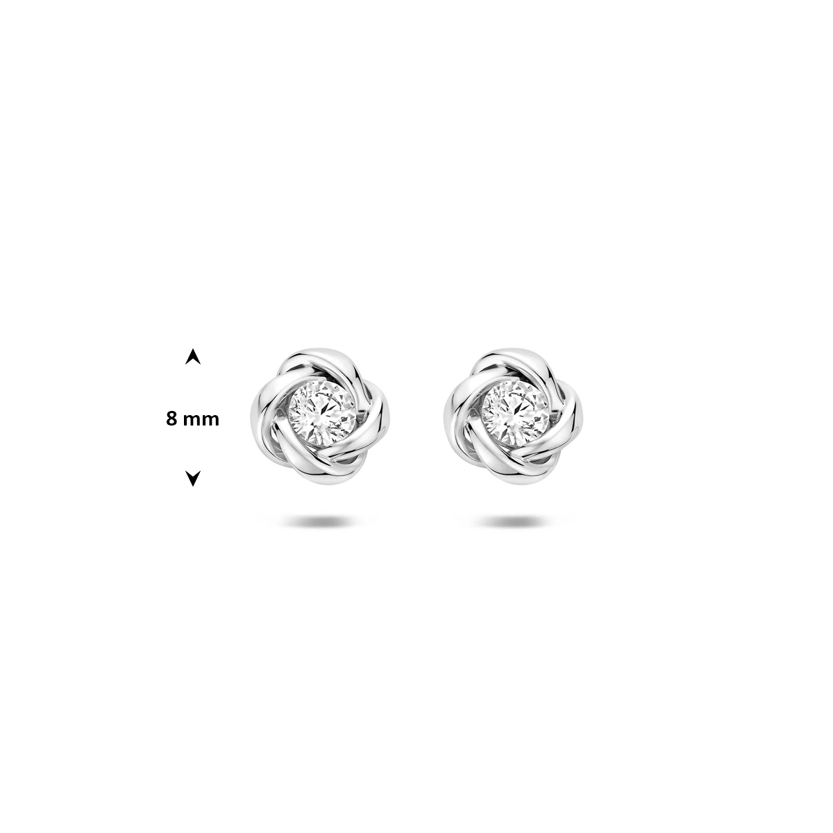 oorknoppen bloem en zirkonia zilver gerhodineerd