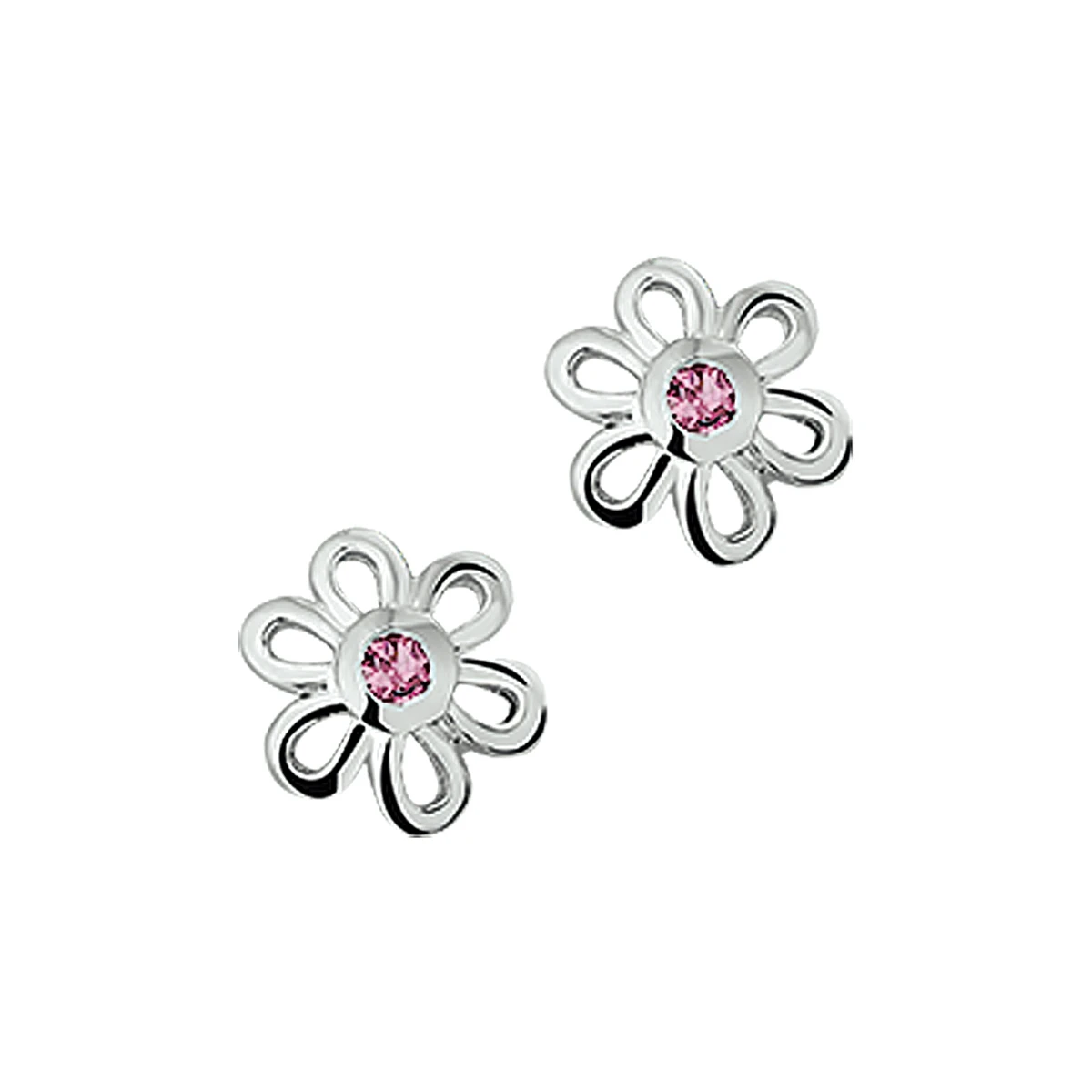 oorknoppen bloem zirkonia 8,5 mm zilver gerhodineerd