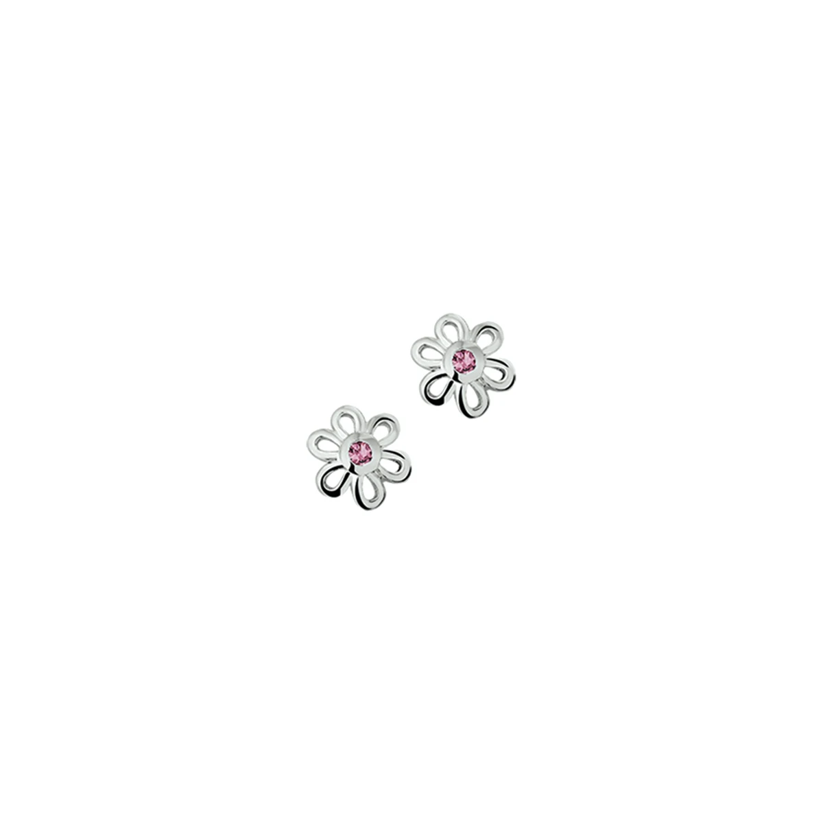 oorknoppen bloem zirkonia 8,5 mm zilver gerhodineerd