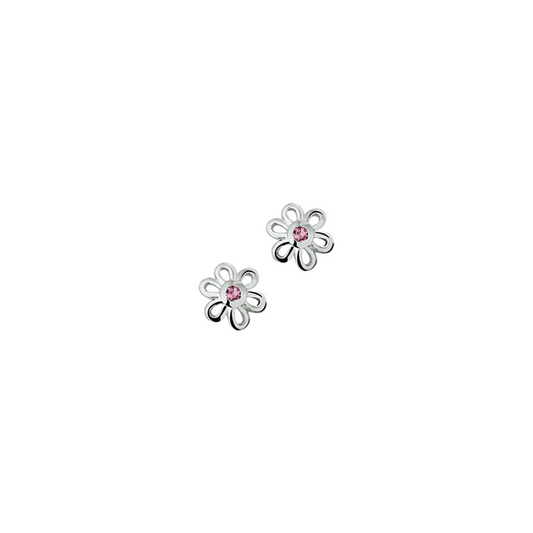 oorknoppen bloem zirkonia 8,5 mm zilver gerhodineerd