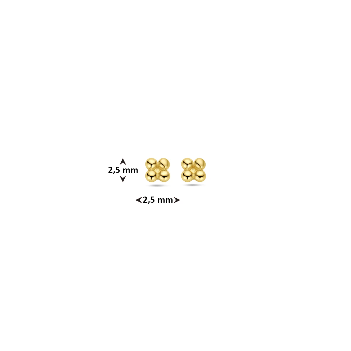 oorknoppen bol 2,5 mm 14K geelgoud
