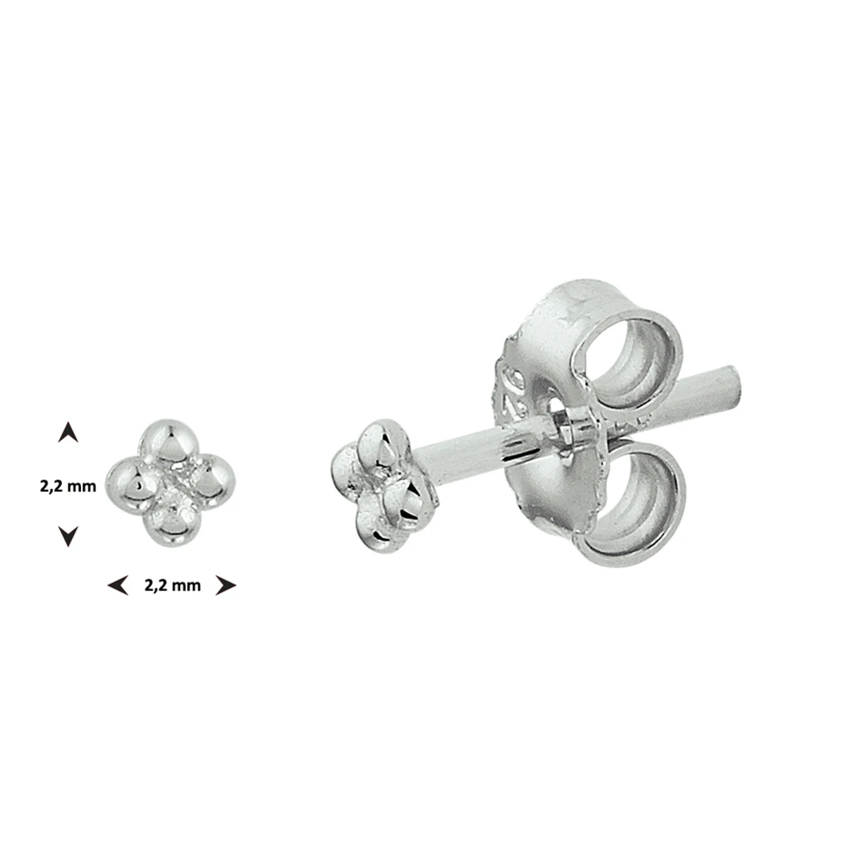 oorknoppen bolletjes zilver gerhodineerd