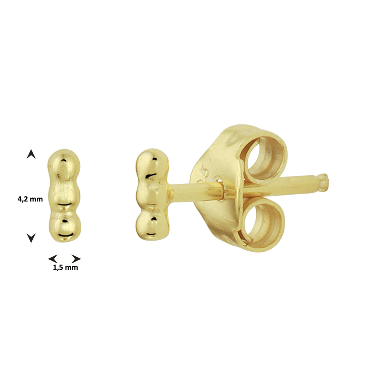 oorknoppen bolletjes zilver verguld (geel)