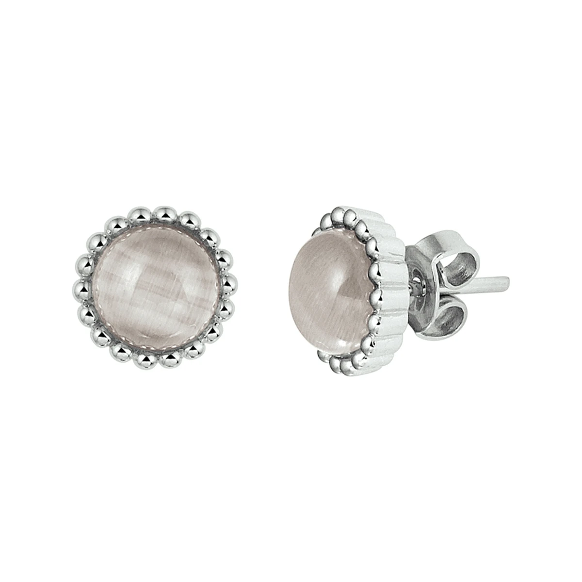 oorknoppen cat's eye zilver gerhodineerd