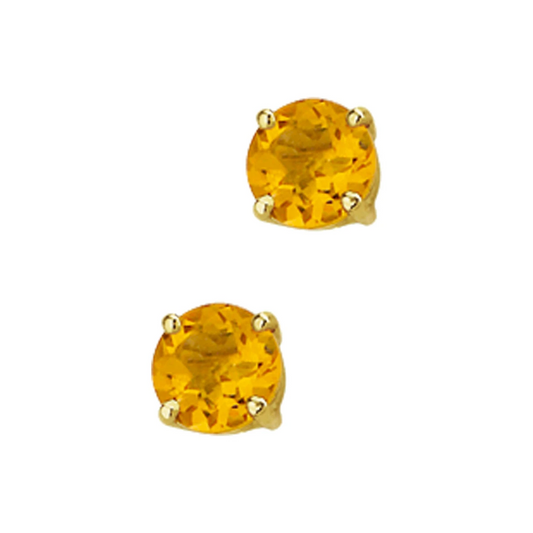 oorknoppen citrien 14K geelgoud