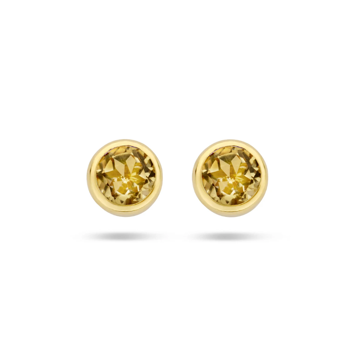 oorknoppen citrien 14K geelgoud