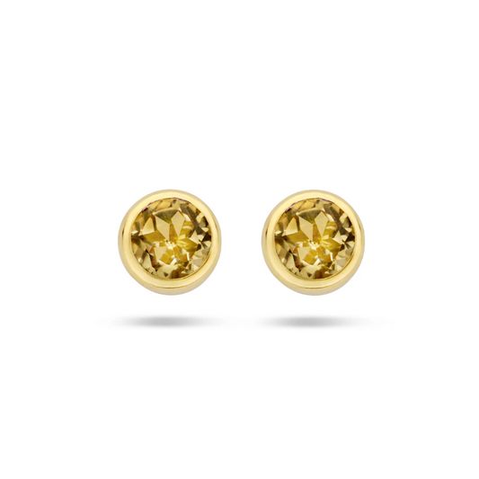 oorknoppen citrien 14K geelgoud