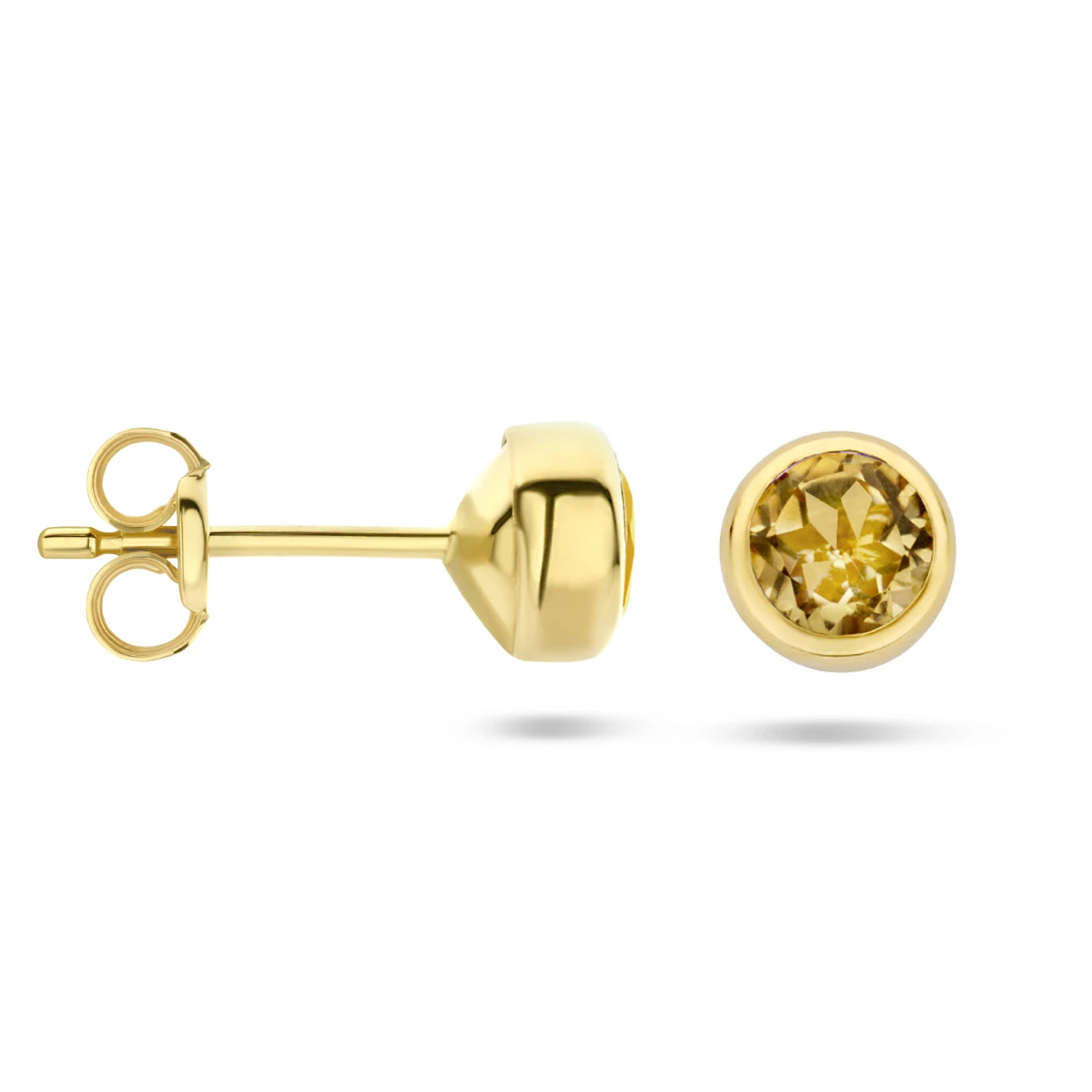 oorknoppen citrien 14K geelgoud