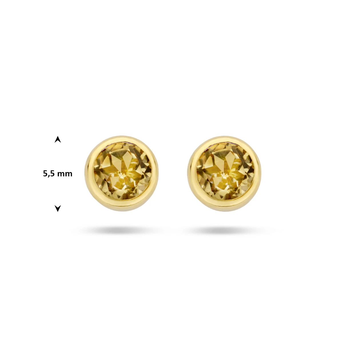 oorknoppen citrien 14K geelgoud