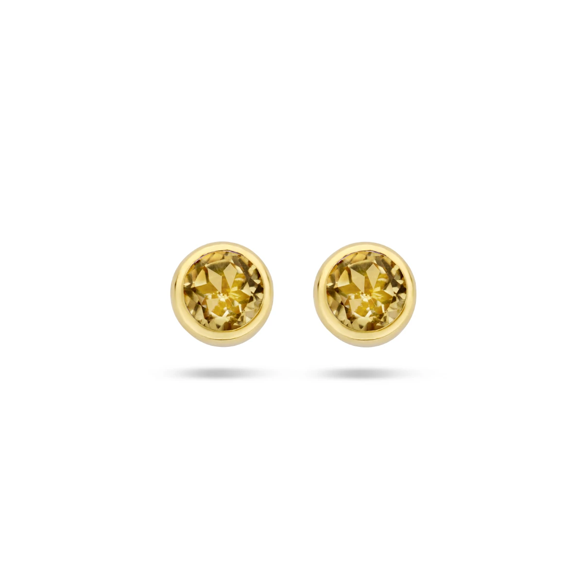 oorknoppen citrien 14K geelgoud