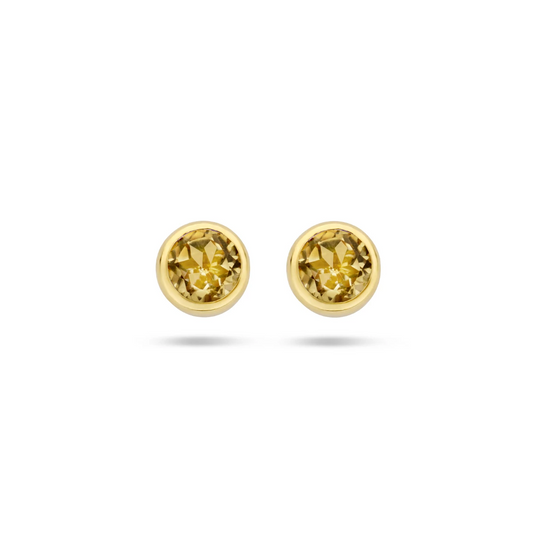 oorknoppen citrien 14K geelgoud