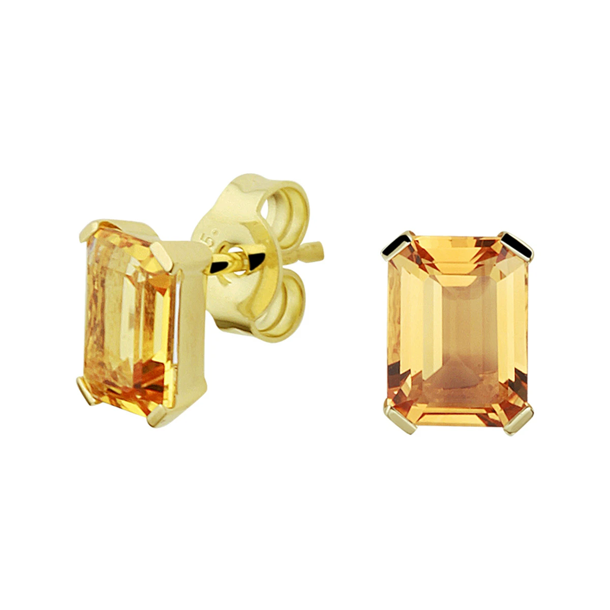 oorknoppen citrien 14K geelgoud