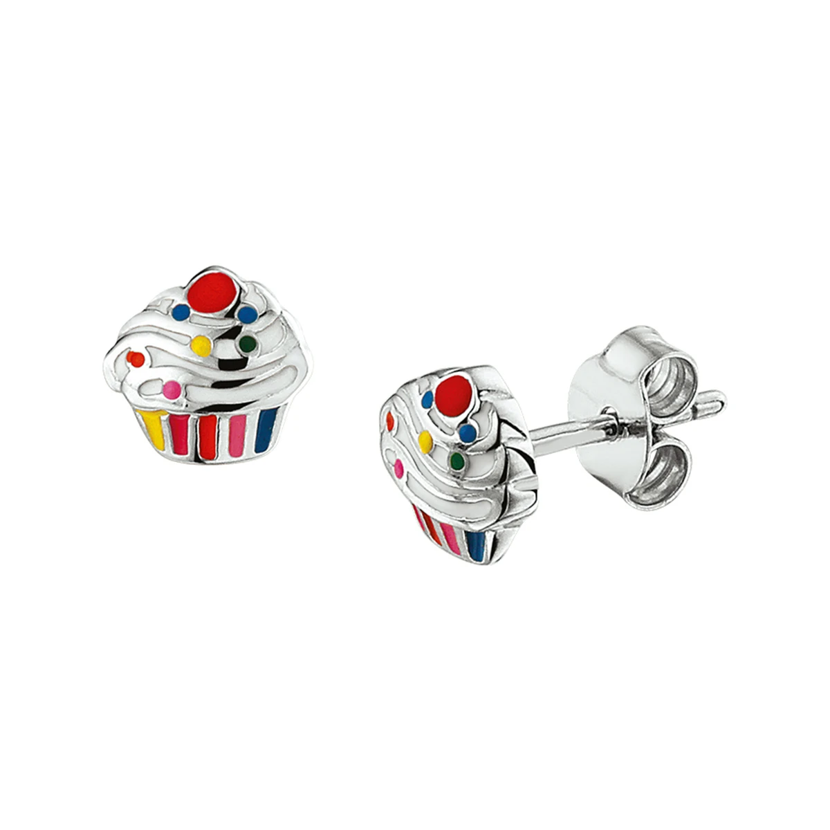 oorknoppen cupcake zilver gerhodineerd