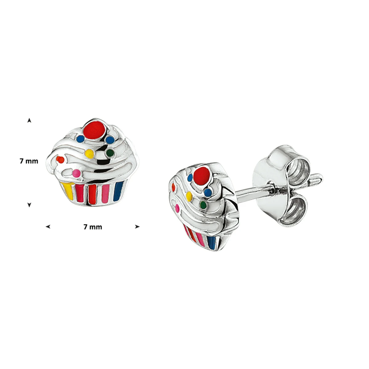 oorknoppen cupcake zilver gerhodineerd