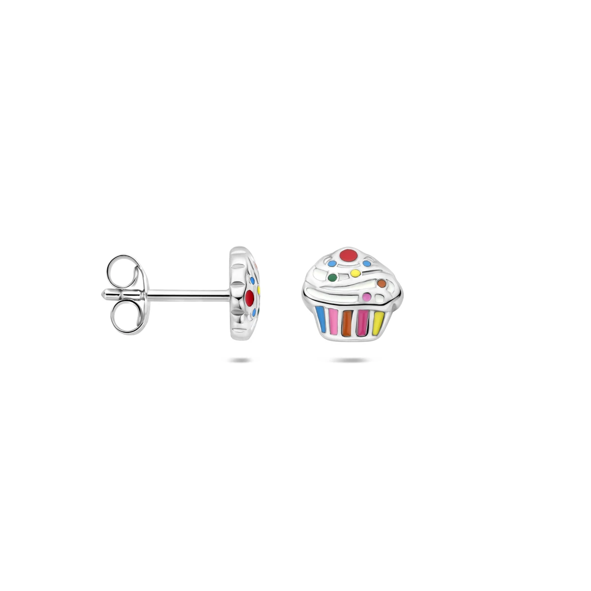 oorknoppen cupcake zilver gerhodineerd